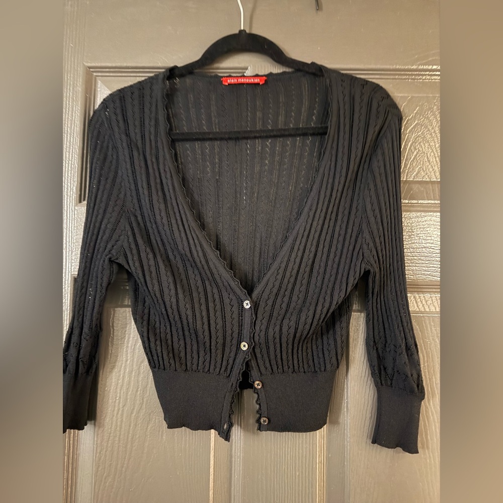 Black Knit Ribbed Women's Cardigan
